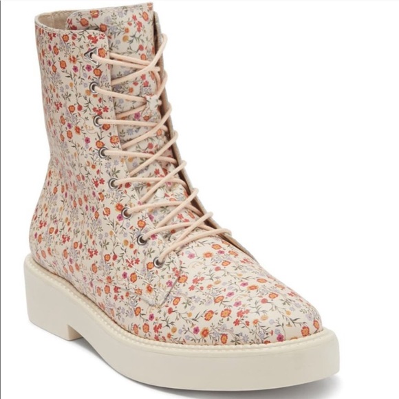 SCHUTZ Shoes - Schutz Mckenzie Floral Print Leather Combat Boot